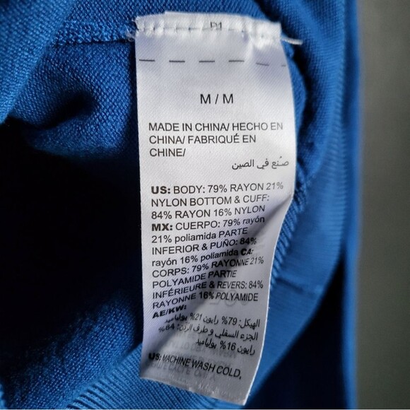 Chicos Cobalt Blue Snap Rhinestone Center Silver Closure Long Sleeve Sz M - Picture 8 of 11